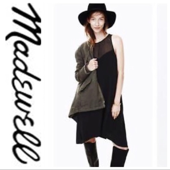 💕SALE💕 NWT Madewell Black Silk Parkwell Dress - Picture 3 of 8